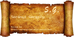 Serényi Gergely névjegykártya